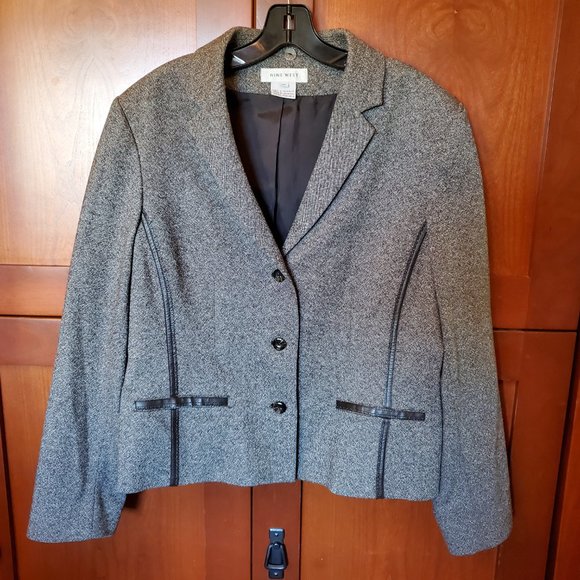 Nine West Tweed Ribbed Jacket w Detachable Collar 16 - Picture 4 of 8